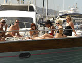 The Pussycat Dolls girls in bikinis aboard a yacht in Ibiza